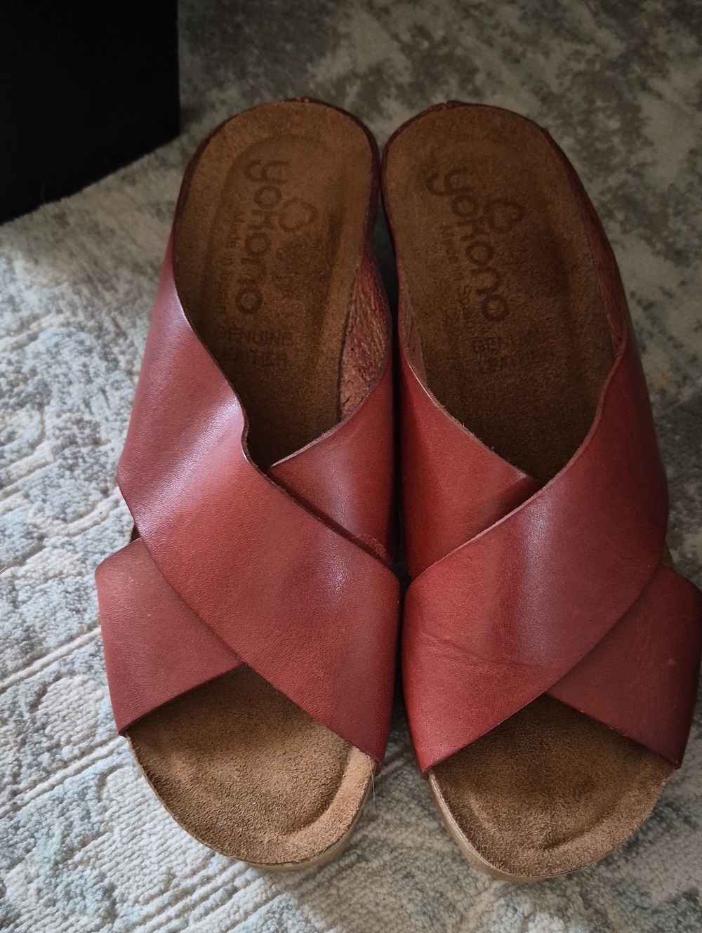 Yokono Spain Leather Criss Cross Cork Wedge Sandals EU 39 US 8/8.5